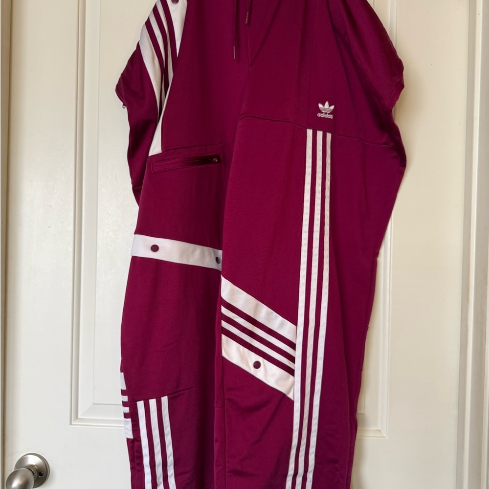 Adidas Burgundy and White Striped Track Pants